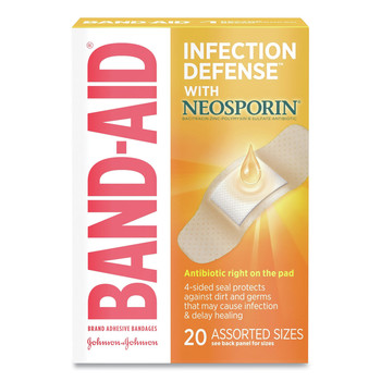 SAFETY EQUIPMENT | BAND-AID 5570 Antibiotic Adhesive Bandages - Assorted Sizes (20/Box)