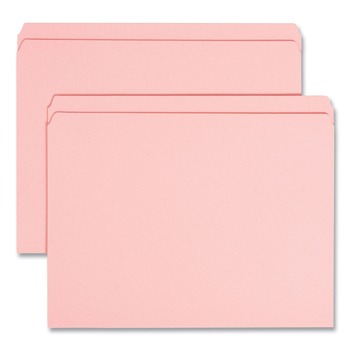 Smead 12610 0.75 in. Expansion Reinforced Top Tab Colored File Folders - Letter Size/Pink (100/Box)