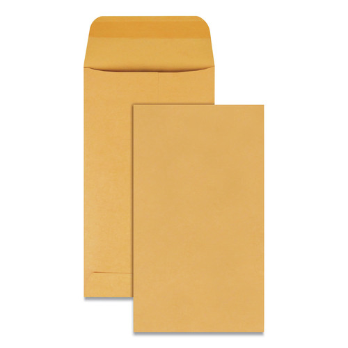 Envelopes & Mailers | Quality Park QUA50560 #5 1/2 Square Flap Gummed Closure 3.13 in. x 5.5 in. Kraft Coin and Small Parts Envelope - Brown Kraft (500/Box) image number 0