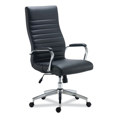 Office Chairs | Alera ALEED41B19 Eddleston Leather Manager Chair Supports Up to 275 lbs. - Black Seat/Back, Chrome Base image number 0