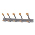 Wall Racks & Hooks | Alba PMV5 45 lbs. Capacity 5 Wood Peg Wall Rack Wooden Coat Hook - Brown/Silver image number 1