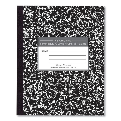 Notebooks & Pads | Roaring Spring 77332 8.5 in. x 7 in. Sheets Wide/Legal Rule Marble Cover Composition Book - Black image number 0