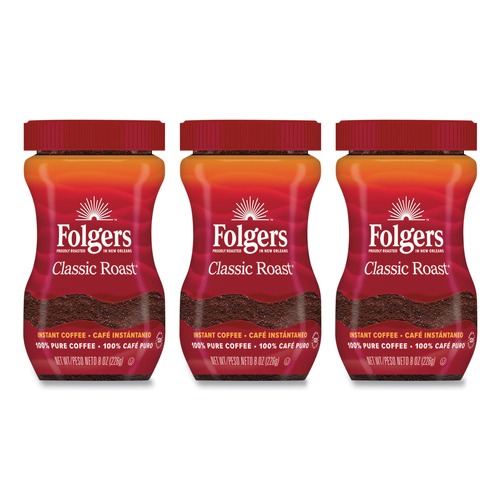 Coffee | Folgers 2550020629 8 oz Jar Medium Instant Coffee Crystals - Classic Roast image number 0