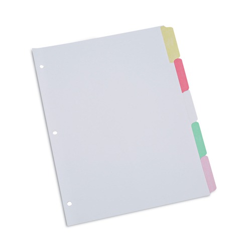 Dividers & Tabs | Universal UNV20816 11 in. x 8.5 in. 5-Tab Deluxe Write-On/Erasable Tab Index - White, Assorted Tabs (1 Set) image number 0