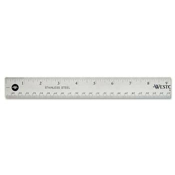 Westcott 10417 18 in. Long Standard/Metric Stainless Steel Office Ruler With Non Slip Cork Base