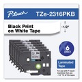 Tapes | Brother P-Touch TZE2316PKB 0.5 in. TZe Series Standard Adhesive Laminated Labeling Tape - Black on White (6/Pack) image number 1