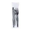 Cutlery | Boardwalk BWK3KITHVYBL 3-Piece Heavyweight Fork/Knife/Teaspoon Cutlery Kit - Black (250/Carton) image number 2