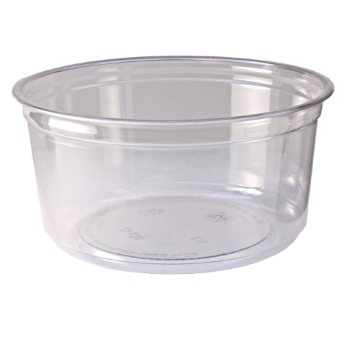 Food Trays, Containers, and Lids | Fabri-Kal 000000000009501032 4.6 in. Diameter x 2.3 in. 12 oz. Recycleware Round Plastic Deli Container - Clear (500/Carton) image number 0
