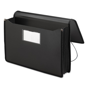 Smead 71510 5.25 in. Expansion Legal Size 1 Section Elastic Cord Closure Poly Premium Wallets - Black
