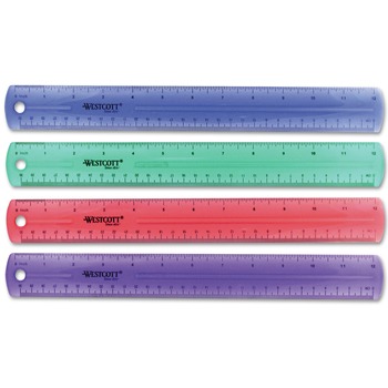 Westcott 12975 12 in. Standard/Metric Plastic Ruler - Jewel