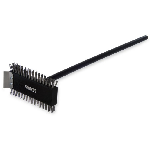 Food Service | Carlisle 4029000 Sparta Broiler Master Grill Brush and Scraper with 30.5 in. Black Wood Handle image number 0