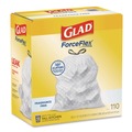 Trash Bags | Glad 22541 ForceFlex Kitchen Drawstring Trash Bags, Drawstring, 13 gal, Unscented, 23.47 x 25.38, White, 110 Bags/Box, 3 Boxes/Carton image number 2