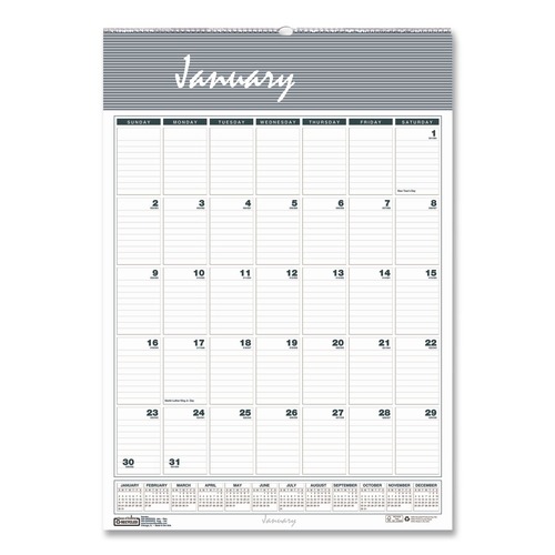 Back to School Sale | House of Doolittle 334 22 in. x 31.25 in. 12-Month (Jan-Dec 2026) Bar Harbor Recycled Wirebound Monthly Wall Calendar - White/Blue/Gray Sheets image number 0