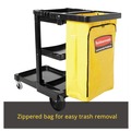 Just Launched | Rubbermaid Commercial FG617388BLA 20 in. x 45 in. x 38.25 in. 4 Shelves 1 Bin Plastic Multi-Shelf Cleaning Cart - Black image number 4