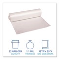Just Launched | Boardwalk X6639SCKR01 33 in. x 39 in. 33 gal. 1.1 mil. Recycled Low-Density Polyethylene Can Liners - Clear (10 Bags/Roll, 10 Rolls/Carton) image number 5