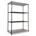 Just Launched | Alera ALESW504824BL 48 in. x 24 in. x 72 in. NSF Certified Industrial Four-Shelf Wire Shelving Kit - Black image number 0