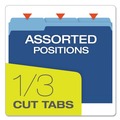 File Folders | Pendaflex 152 1/3 NAV Assorted 1/3-Cut Tabs Letter Size Colored File Folders - Navy Blue/Light Blue (100/Box) image number 2