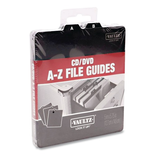 File Folders | Vaultz VZ01176 5 in. x 5.75 in. 1/3-Cut Top Tab A-Z CD File Guides - Black image number 0