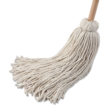 Boardwalk BWK132C #32 White Cotton Head 54 in. Natural Wood Handle Handle/Deck Mop (6/Pack)