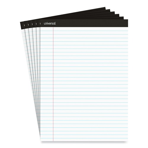 Notebooks & Pads | Universal UNV30630 8.5 in. x 11 in. Premium Wide/Legal Ruled Writing Pads with Heavy-Duty Back - Black Headband (6/Pack) image number 0