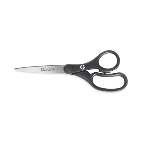 Arts & Crafts Supplies | Westcott 15585 8 in. Long 3.25 in. Cut Length KleenEarth Basic Plastic Handle Scissors - Straight Black Handle (3/Pack) image number 0