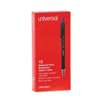 Universal UNV15511 1 mm Retractable Ballpoint Pen - Medium, Blue (1 Dozen)