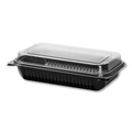 Food Trays, Containers, and Lids | SOLO 919017-PM94 11.5 in. x 8 in. MPS Plastic Hinged Lid Dinner Box - Black/Clear (100/Carton) image number 0