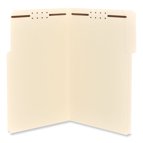 File Folders | Universal UNV13520 1/3-Cut Tabs Reinforced Top Tab Folders with Fasteners - Legal Size, Manila (50/Box) image number 0