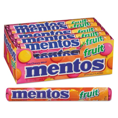 Food and Snacks | Mentos VAM4181 1.32 oz. Chewy Mints - Mixed Fruit (15/Box) image number 0