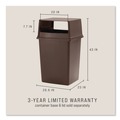 Trash & Waste Bins | Rubbermaid Commercial FG256V00BRN 23 in. x 26.63 in. x 13 in. Hooded Top Glutton Receptacle without Door - Brown image number 6