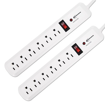 Innovera IVR71653 6 AC Outlets 4 ft. Cord 540 Joules Surge Protector - White (2/Pack)
