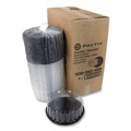 Food Trays, Containers, and Lids | Pactiv Corp. YEH899020000 10 in. x 10 in. x 3.38 in. Round ShowCake 2-Part Cake Container - Clear/Black (90/Carton) image number 4