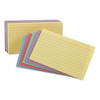 Oxford 34610 4 in. x 6 in. Ruled Index Cards - Blue/Violet/Canary/Green/Cherry (100/Pack)