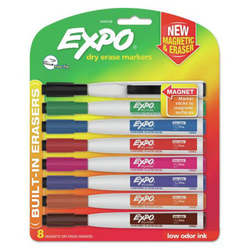 EXPO 1944748 Fine Bullet Tip Magnetic Dry Erase Marker - Assorted Colors (8/Pack)