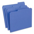 File Folders | Universal UNV16161 Reinforced 1/3-Cut Assorted Top-Tab File Folders - Letter Size, Blue (100/Box) image number 1
