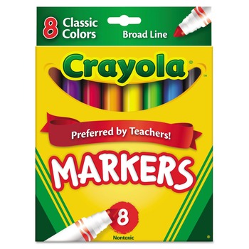 MARKERS | Crayola 587708 Broad Bullet Tip Non-Washable Marker - Assorted Classic Colors (8/Set)