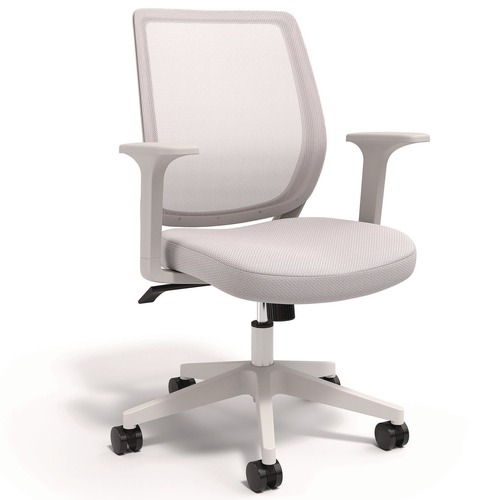 Office Chairs | Alera ALEWX42BME47 17.09 in. to 20.83 in. Seat Height Supports 275 lbs. Wessex Ergonomic Fabric Mesh Swivel Task Chair - Gray Seat/Back, White Base image number 0