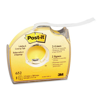 Post-it 652 Labeling & Cover-Up Tape, Non-Refillable, 1/3-in X 700-in (1-Roll)