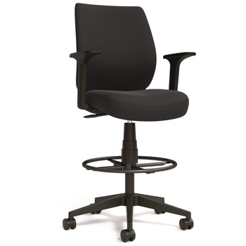 Alera ALEWX4614 27.95 in. to 33.66 in. Seat Height Supports Up to 275 lbs. Fabric Wessex Drafting Stool - Black