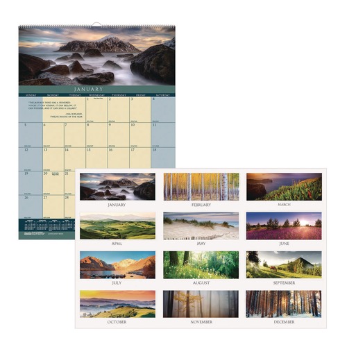Bulletin Boards | House of Doolittle 362 12-Month (Jan-Dec): 2026 12 in. x 16.5 in. Color Landscape Photography Earthscapes Recycled Monthly Wall Calendar - White Sheets image number 0