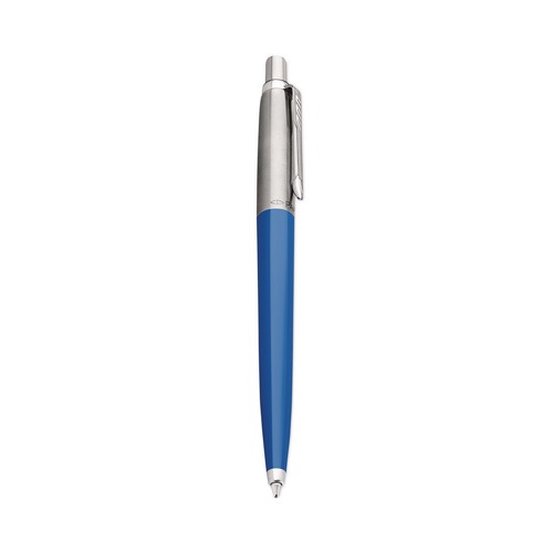 Pens | Parker 2076052 0.7 mm Medium Jotter Retractable Ballpoint Pen - Blue Ink, Royal Blue/Chrome Barrel image number 0