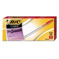 Pens | BIC MS11 RED Cristal Xtra Smooth Medium 1 millimeter Stick Ballpoint Pen - Red Ink/Clear Barrel (1-Dozen) image number 1