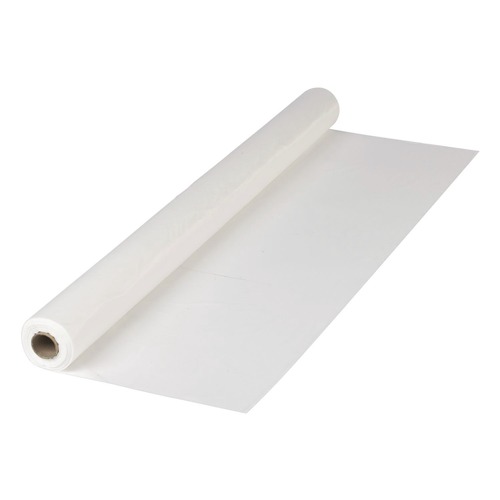  | Hoffmaster 114000 40 in. x 300 ft. Plastic Roll Tablecover - White (1/Carton) image number 0