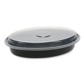 Food Service | Pactiv Corp. OC24B Newspring VERSAtainer 9.1 x 6.7 x 1.45 24 oz Plastic Oval Microwavable Containers - Black/Clear (150/Carton) image number 0