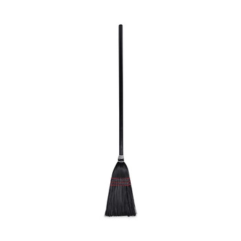 BROOMS | Boardwalk BWK951BP Flag Tipped Poly Bristle 37 in. - 38 in. Length Lobby Broom - Natural/Black (1 Dozen)