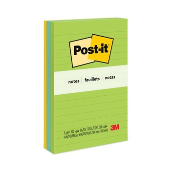Post-it Notes 660-3AU 4 in. x 6 in. Note Ruled Original Pads - Floral Fantasy Collection Colors (3-Pads/Pack)