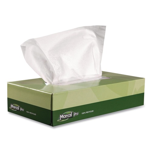 Tissues | Marcal PRO NP5701 100 Percent Recycled 2-Ply Facial Tissue Convenience Pack - White (30/Carton) image number 0
