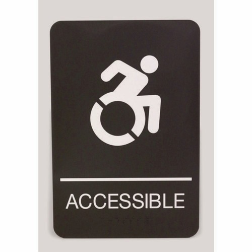 Floor Signs & Safety Signs | Headline Sign 7787 6 x 9 Accessible ADA Sign - Black Face/White Graphics image number 0