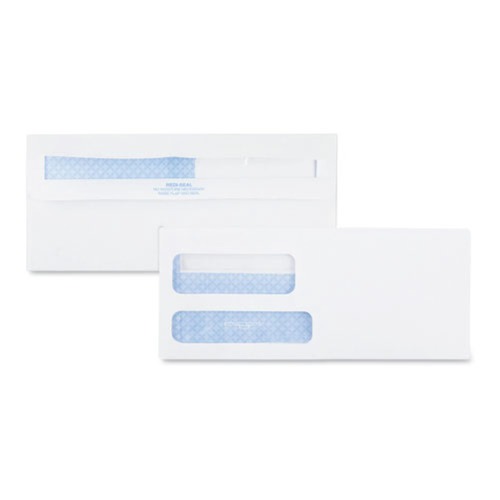 Envelopes & Mailers | Quality Park QUA24529 #9 Commercial Flap Redi-Seal Adhesive Closure 3.88 in. x 8.88 in. Double Window Redi-Seal Security-Tinted Envelope - White (500/Box) image number 0