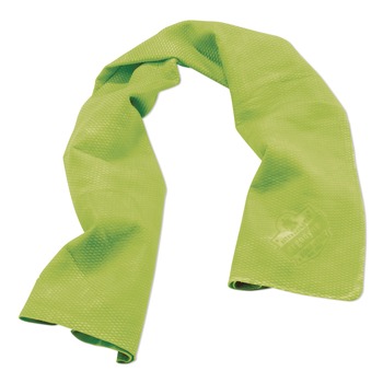 Ergodyne 12439 Chill-Its 6602 29.5 in. x 13 in. One Size Fits Most Evaporative PVA Cooling Towel - Hi-Vis Lime